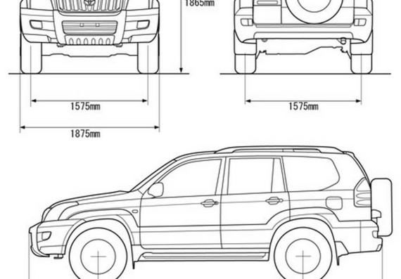 Toyota Land Cruiser 120 5door (2002) (Тоёта ЛандКрузер 120 5дверный (2002)) - чертежи (рисунки) автомобиля